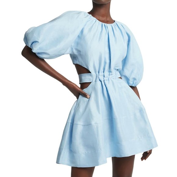 aje light blue dress Aje - Psychedelia Cut Out Mini Baby Blue (Size 8) – Goldie's main image 1